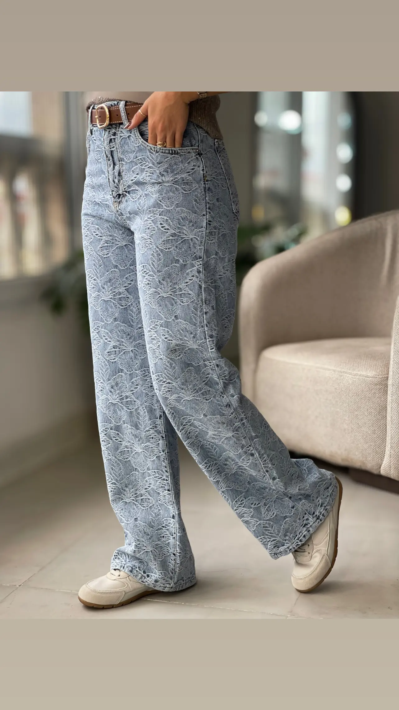 شلوار جین طرح دار اورجینال ترک